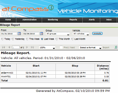 AT Mileage Report